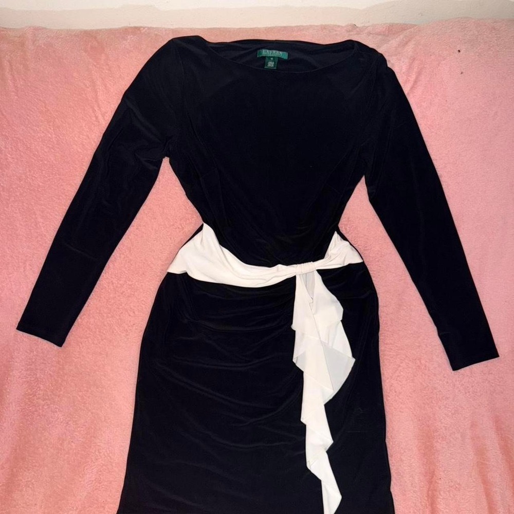 Lauren Ralph Lauren Colorblock Contrast Sash Jersey Dress